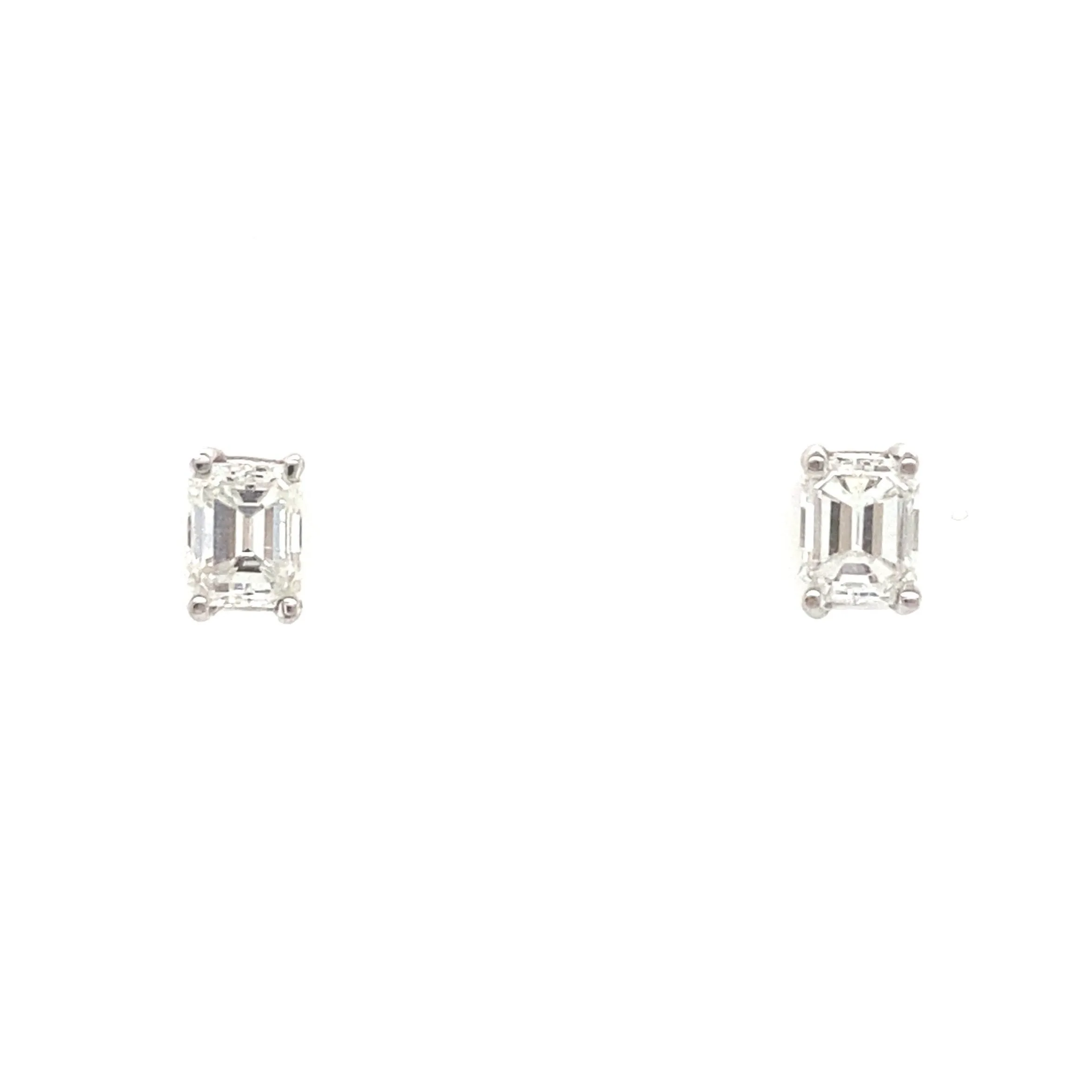 Emerald Cut Diamond Stud Earrings, 0.85tw