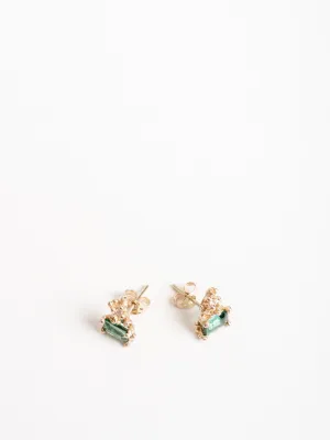 emerald cut tourmaline earrings