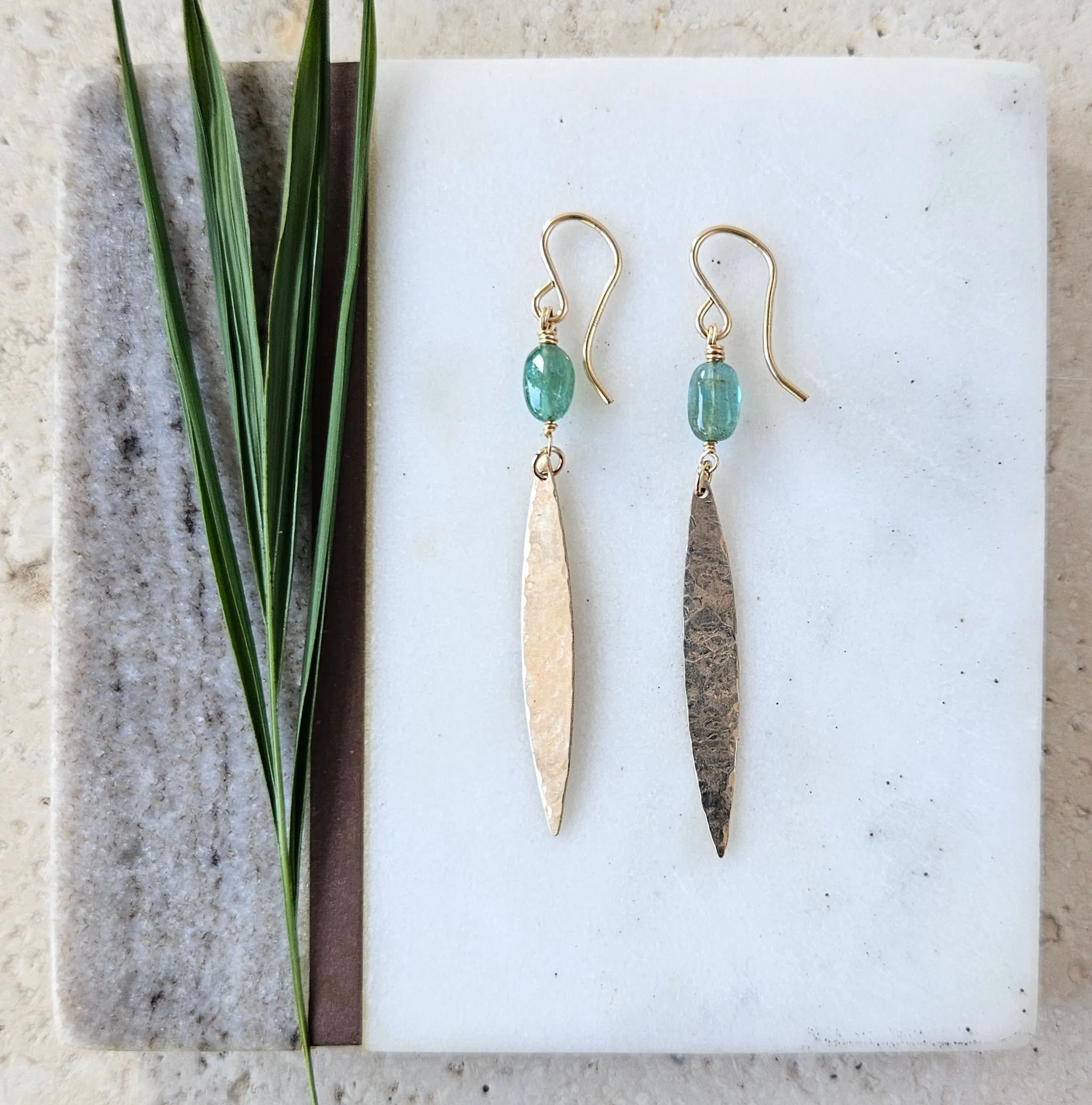 Emerald Dangle Gold Fill earrings