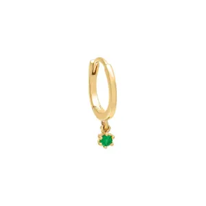 Emerald Dangling Solid Huggie Earring 14K