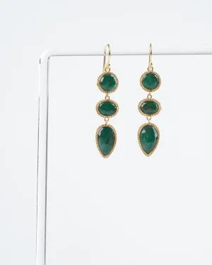 emerald drop earrings - green/ gold