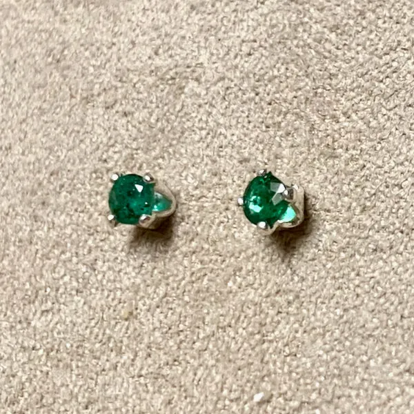 Emerald Faceted Post Earrings