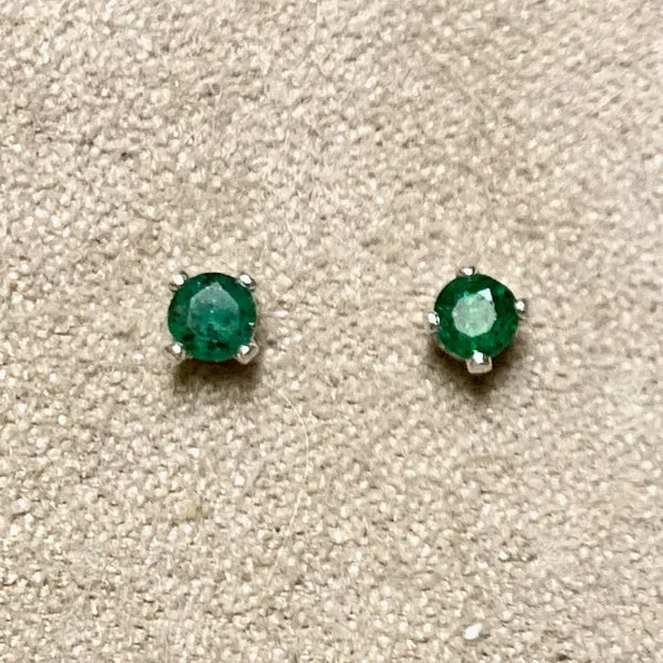 Emerald Faceted Post Earrings