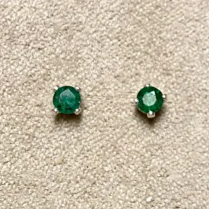 Emerald Faceted Post Earrings