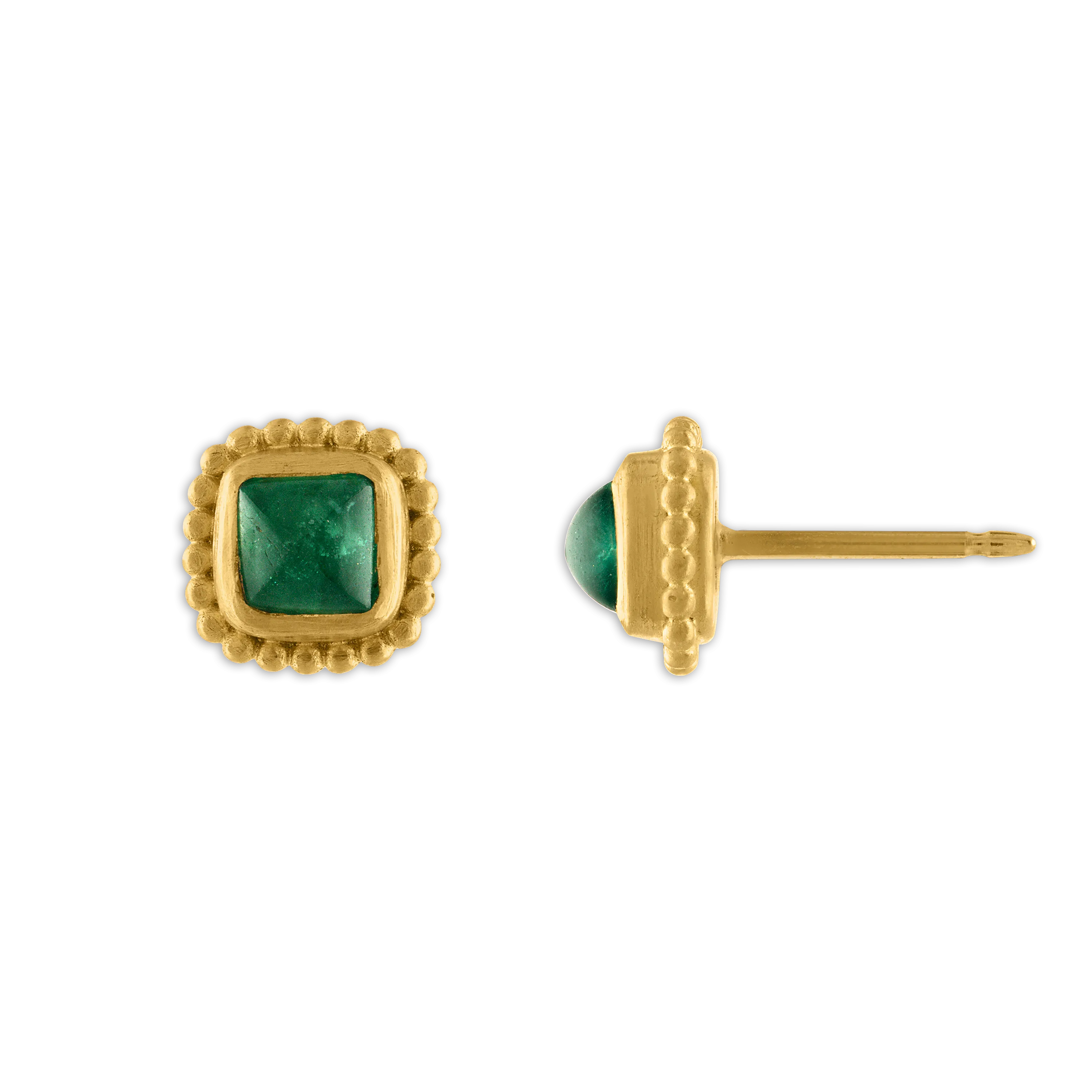 Emerald Granulated Stud Earrings