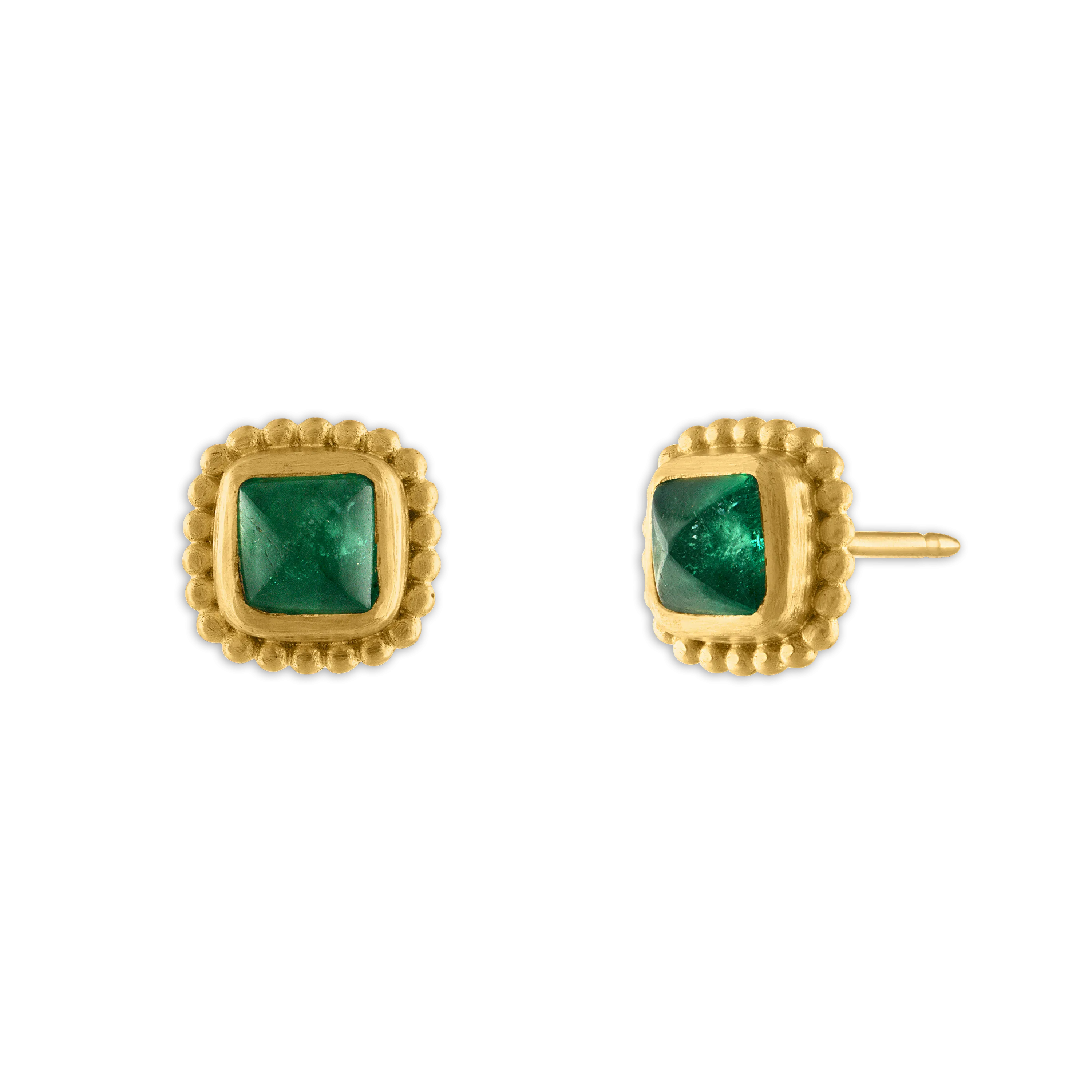 Emerald Granulated Stud Earrings