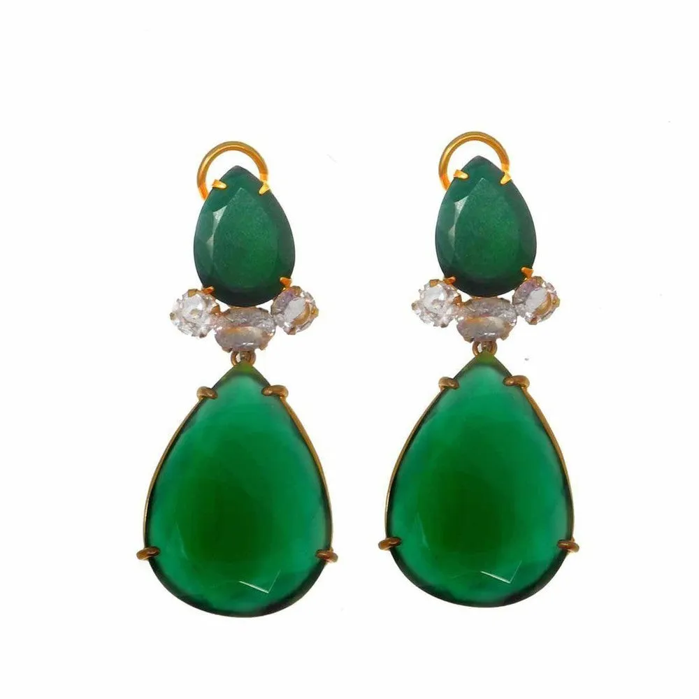 Emerald Green Onyx Earrings