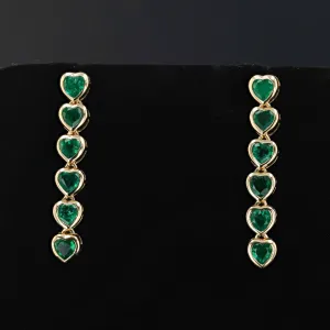 EMERALD HEART DANGLE EARRINGS