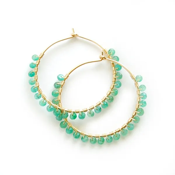 Emerald Hoop Earrings