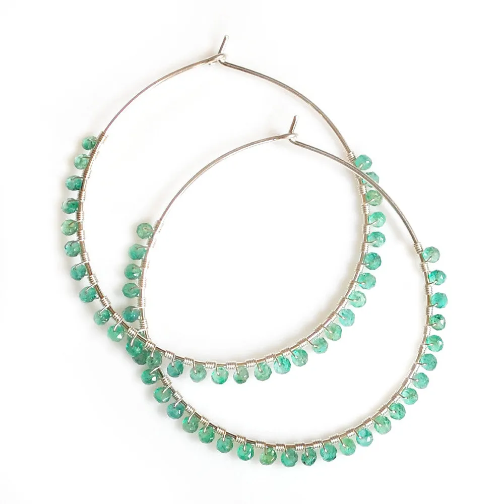 Emerald Hoop Earrings