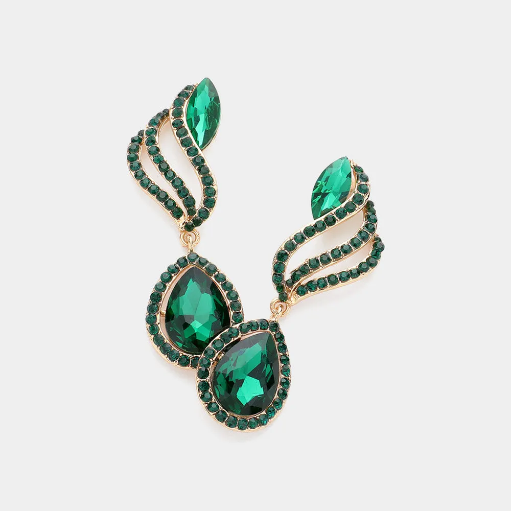 Emerald Multi Stone Dangle Earrings | Green Multi Stone Drop Earrings |  633977