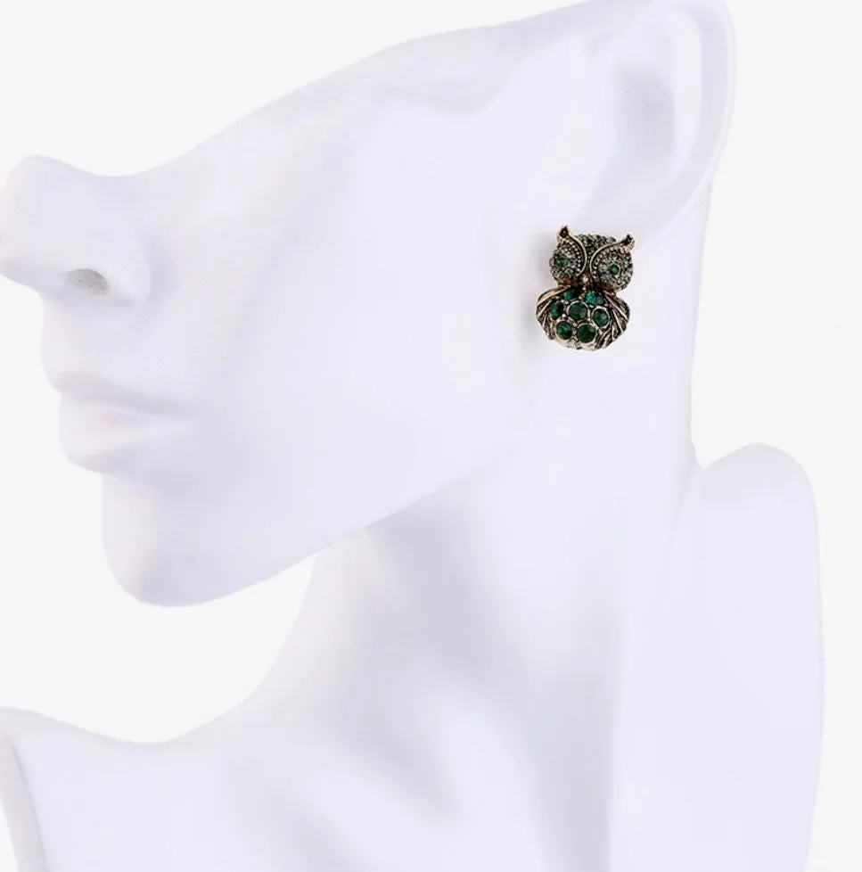 Emerald Owl Earrings