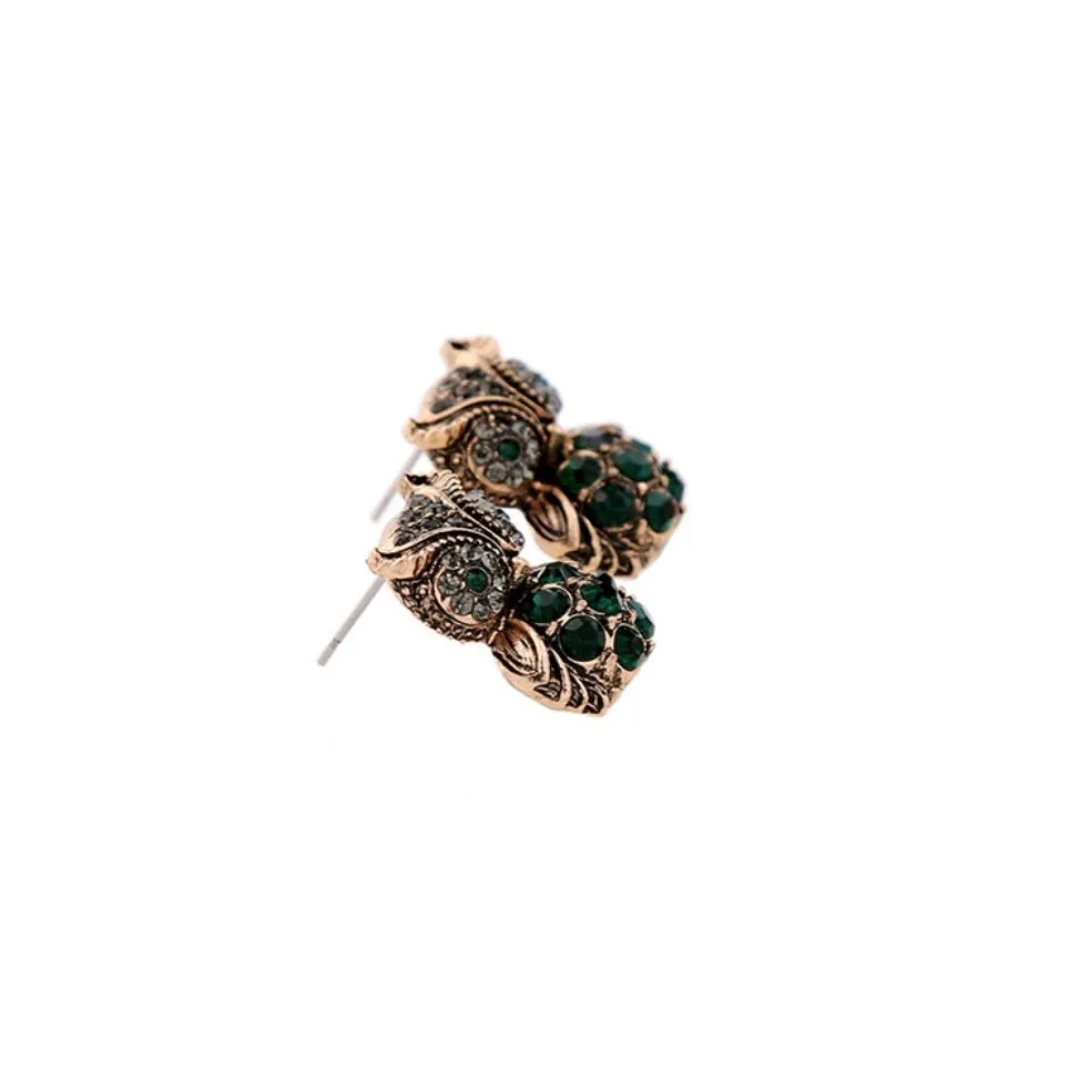 Emerald Owl Earrings