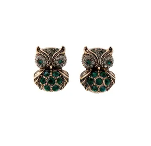 Emerald Owl Earrings