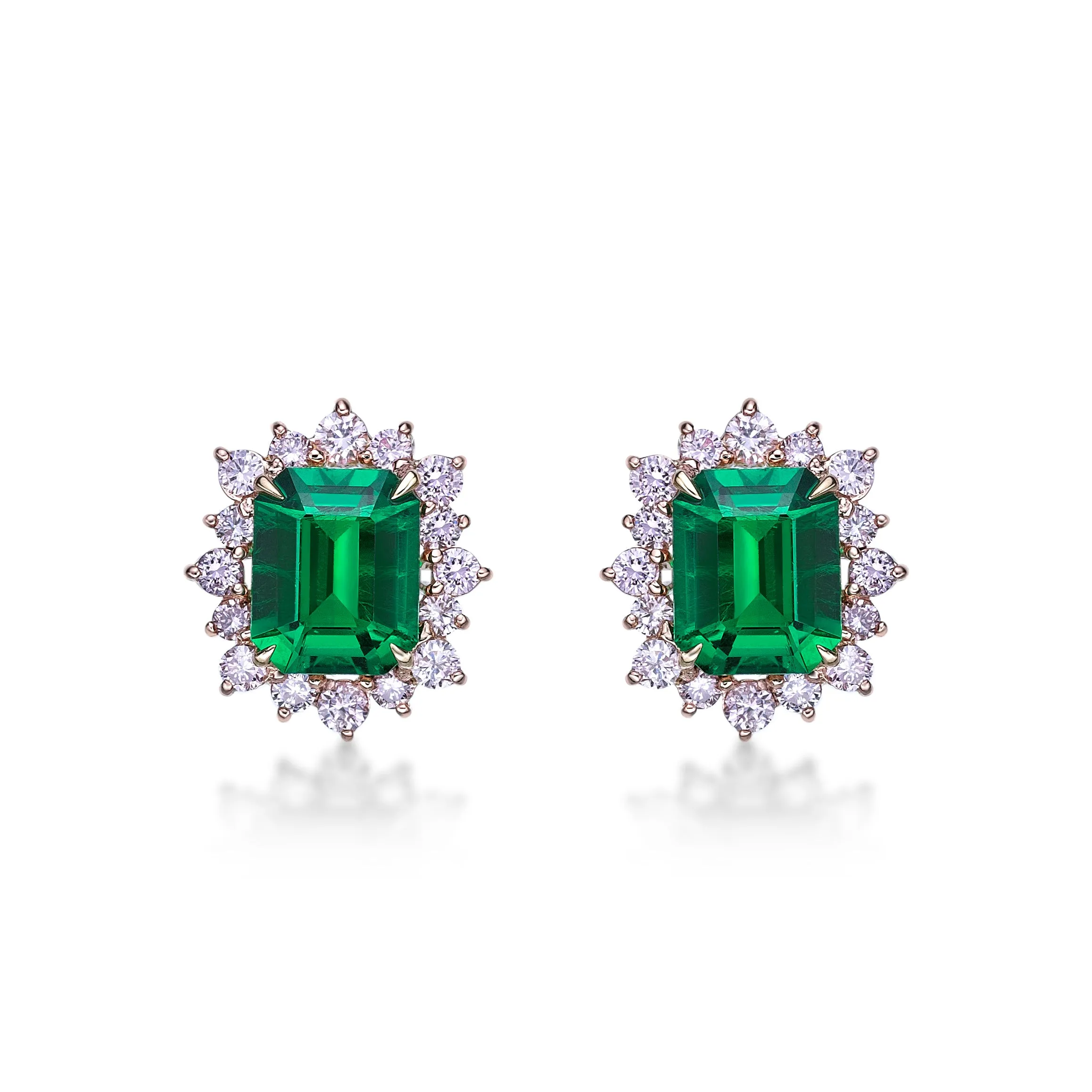 Emerald Pink Diamond Earrings
