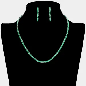 Emerald Rhinestone and Earrings Necklace Set | Prom Jewelry |  611919