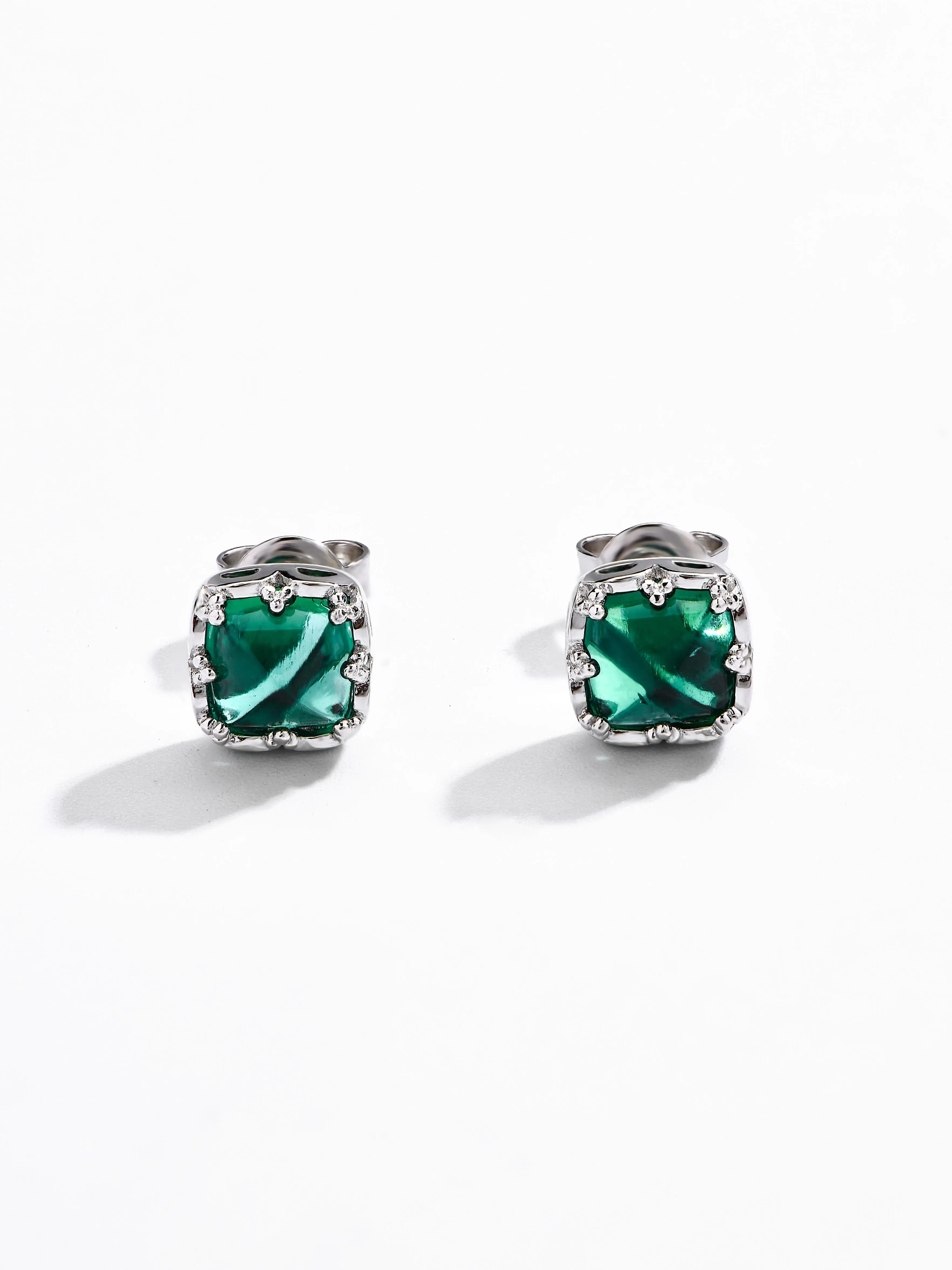 Emerald Square Stud Earrings
