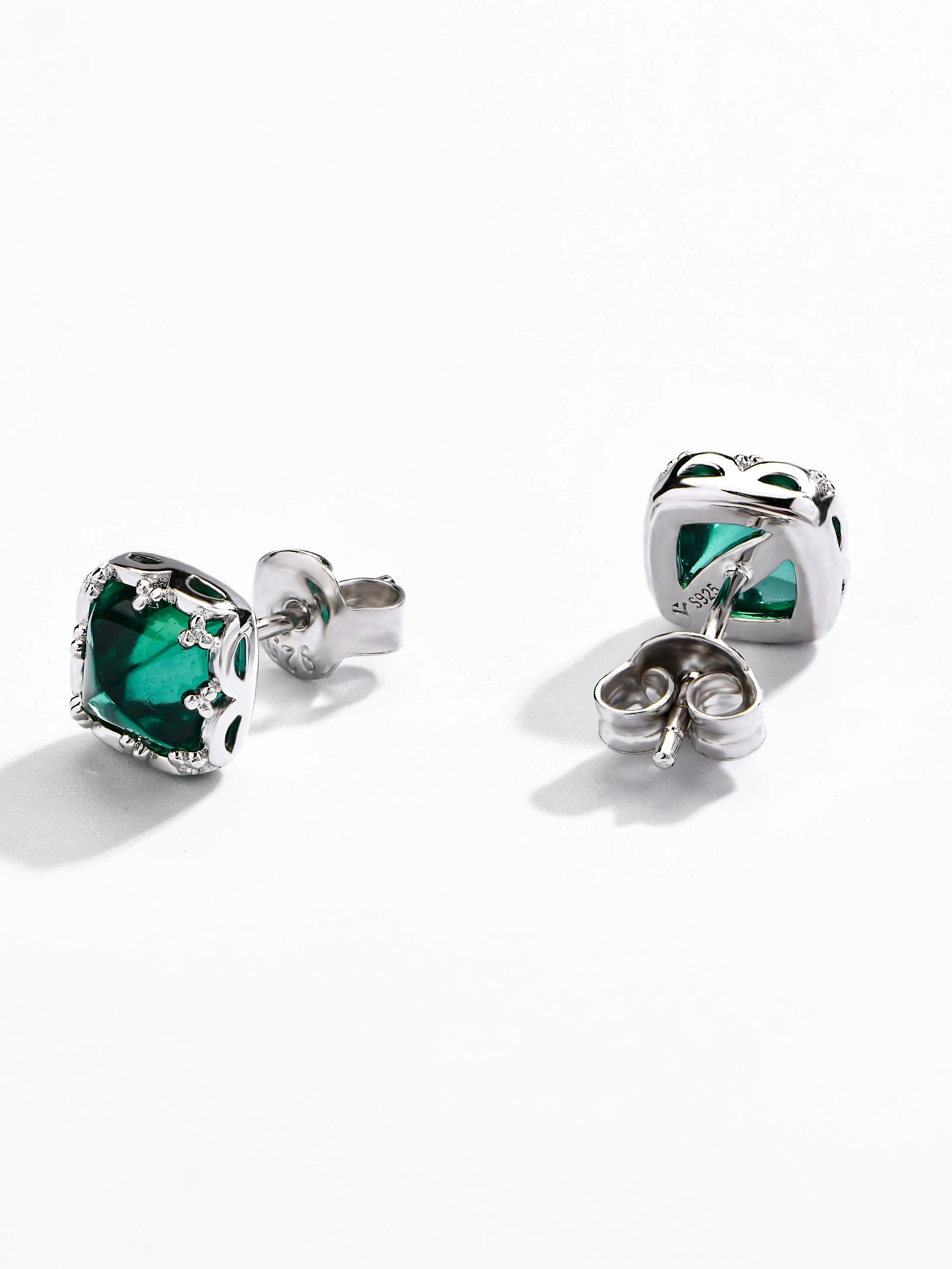 Emerald Square Stud Earrings