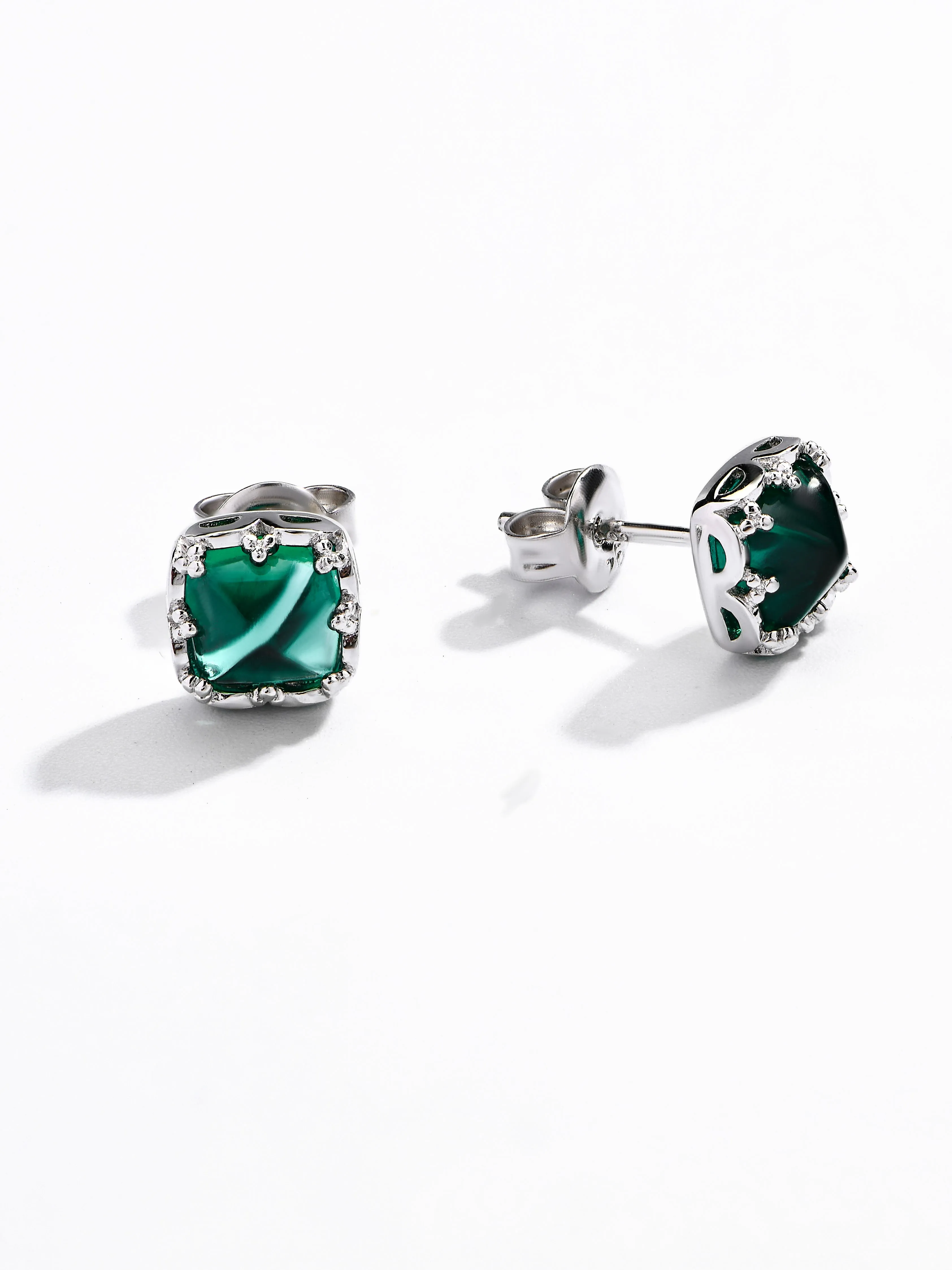 Emerald Square Stud Earrings