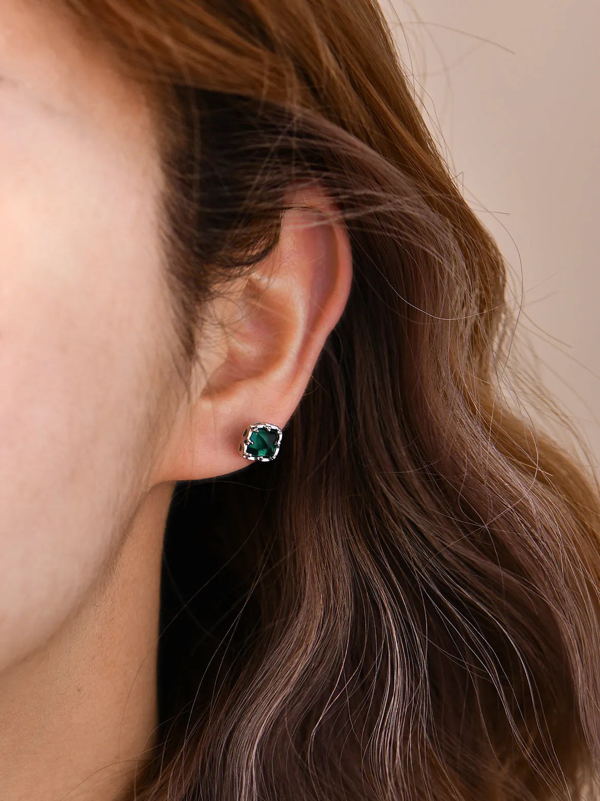 Emerald Square Stud Earrings