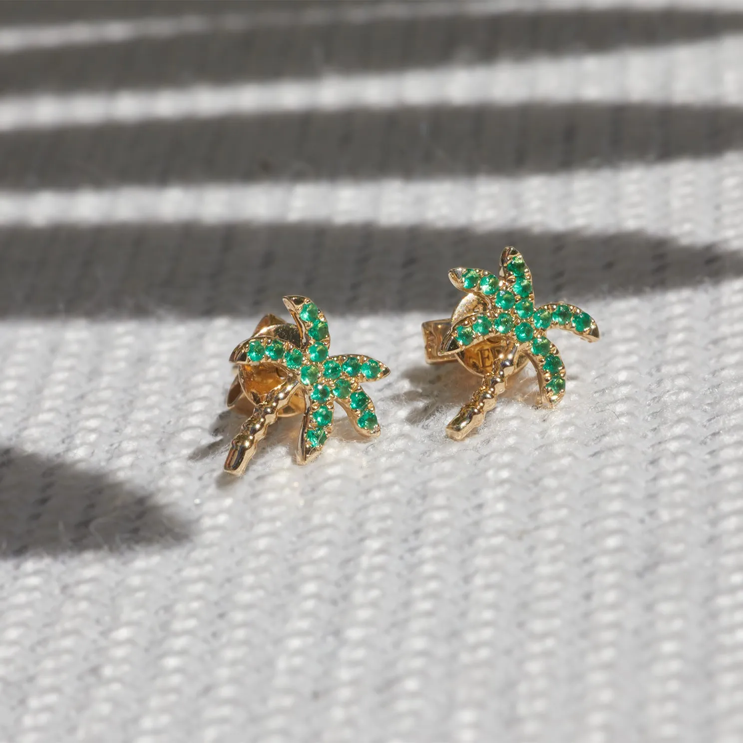 Emerald Wild Palm Stud Earring