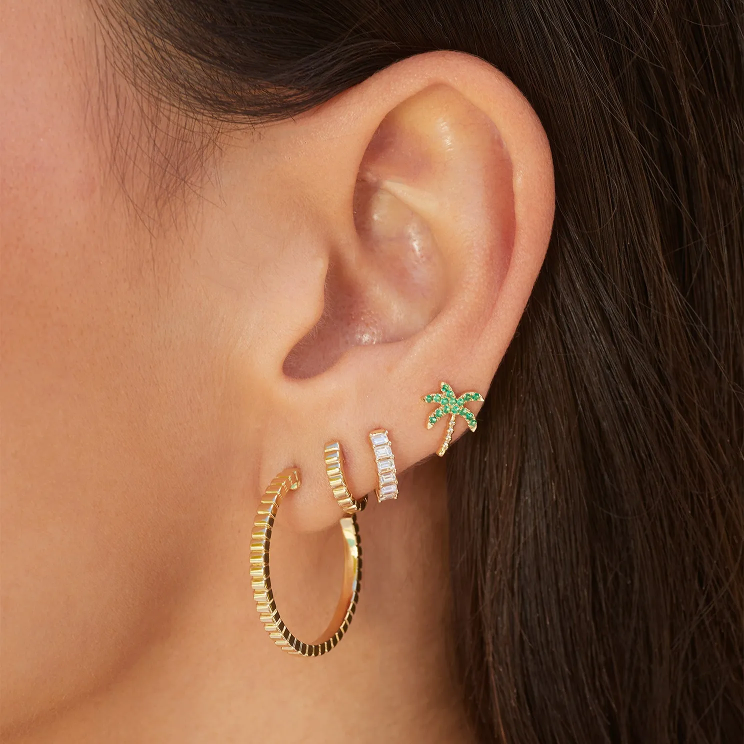 Emerald Wild Palm Stud Earring