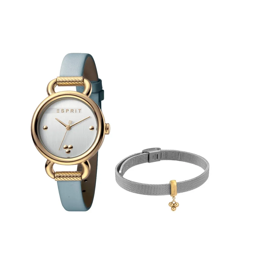 Esprit Ladies Watch Blue Leather Strap & White Dial