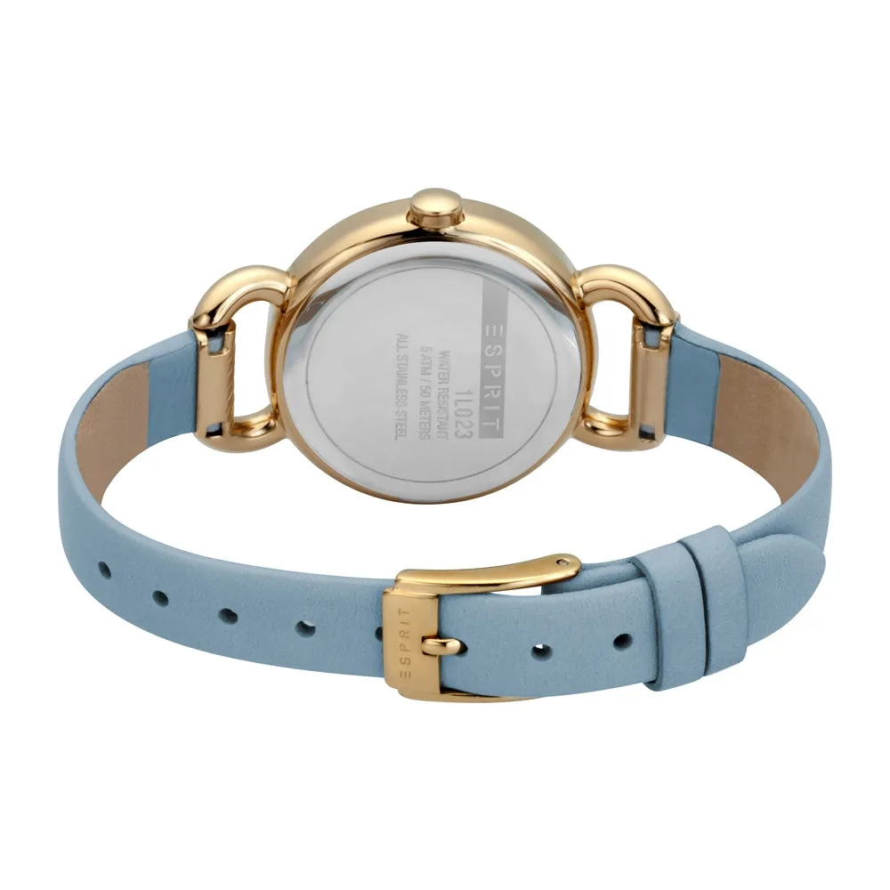 Esprit Ladies Watch Blue Leather Strap & White Dial