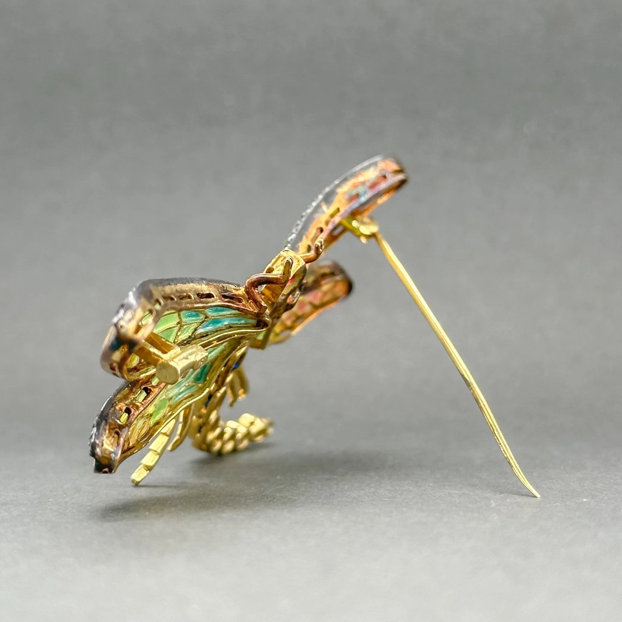 Estate 18K Y Gold 2.86ctw Ruby & Sapphire & 0.58ctw G-H/VS1-2 Diamond Dragonfly Brooch