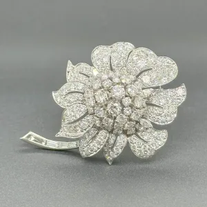 Estate Platinum 8.91ctw G-H/SI1-2 Diamond Flower Brooch