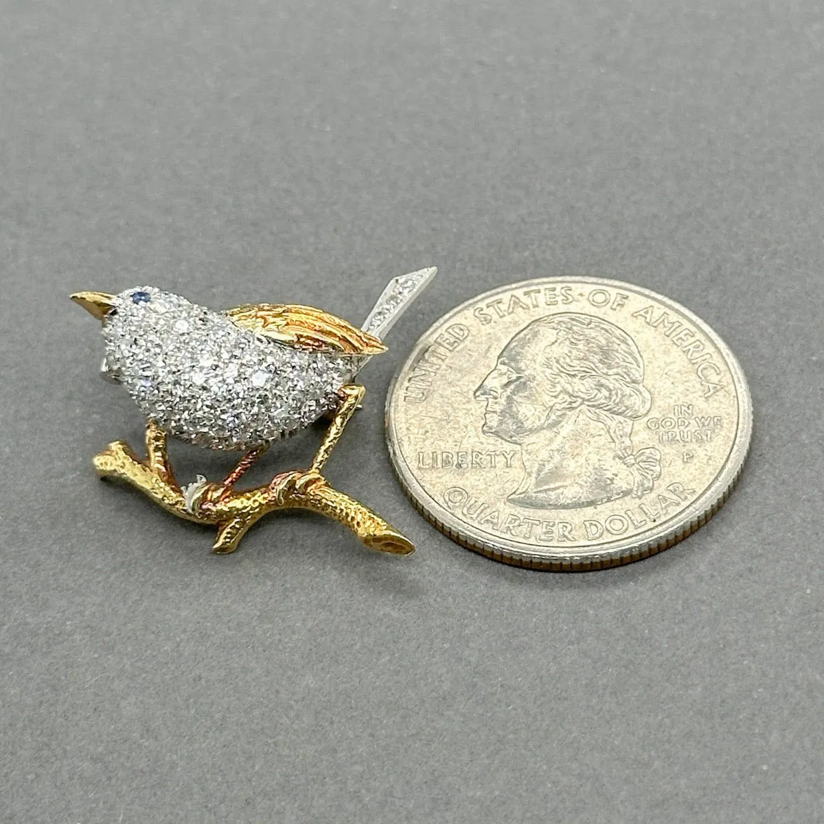 Estate Tiffany & Co. Platinum 18 0.52ctw G/VS1 Diamond Bird Brooch