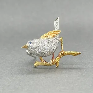 Estate Tiffany & Co. Platinum 18 0.52ctw G/VS1 Diamond Bird Brooch