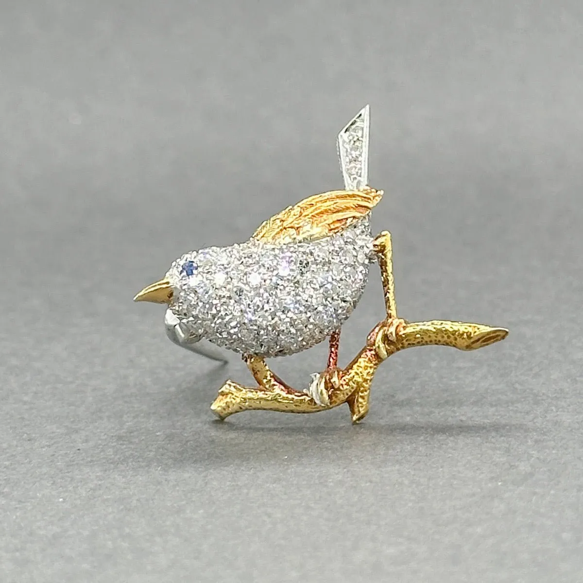 Estate Tiffany & Co. Platinum 18 0.52ctw G/VS1 Diamond Bird Brooch