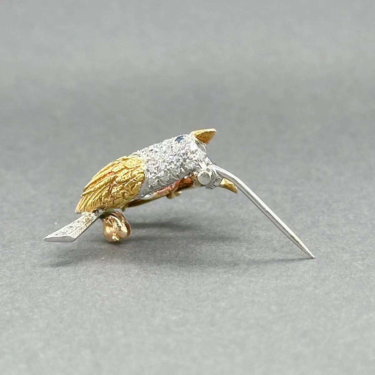 Estate Tiffany & Co. Platinum 18 0.52ctw G/VS1 Diamond Bird Brooch