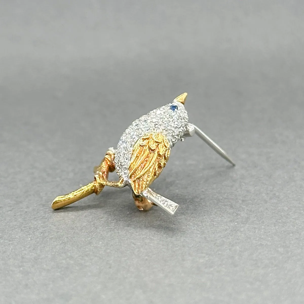 Estate Tiffany & Co. Platinum 18 0.52ctw G/VS1 Diamond Bird Brooch