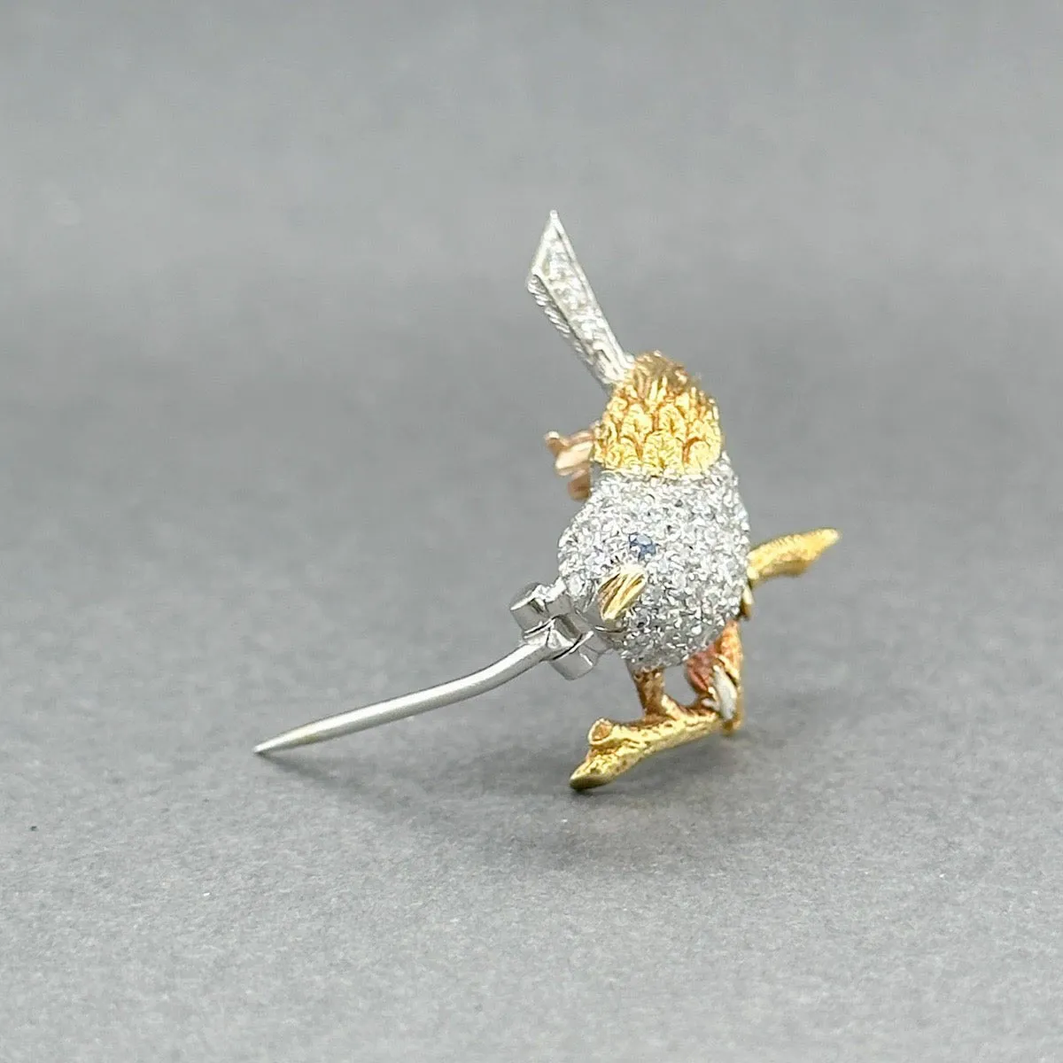Estate Tiffany & Co. Platinum 18 0.52ctw G/VS1 Diamond Bird Brooch