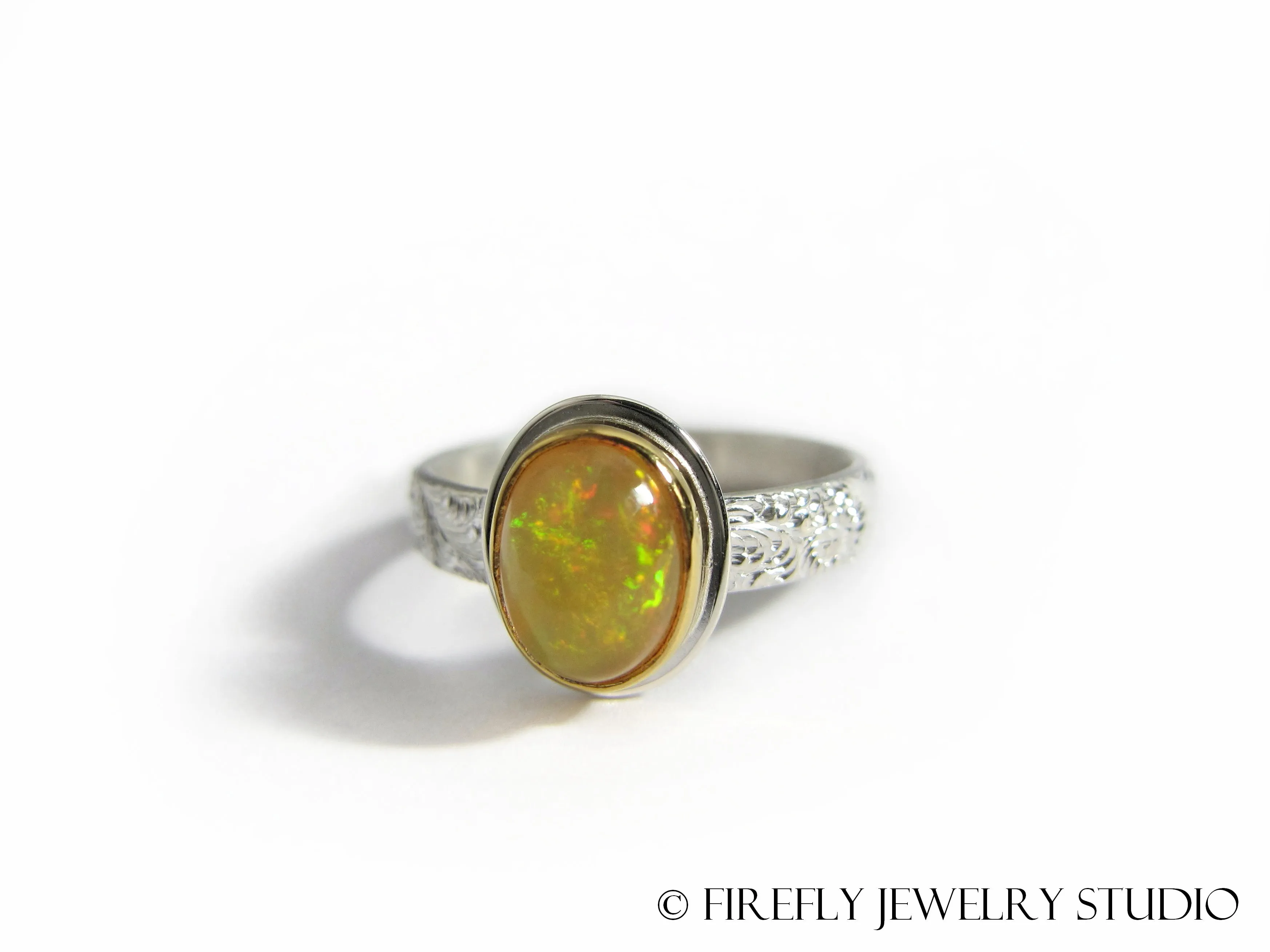 Ethiopian Opal Ring in 24k Gold and Sterling. Size 6.5