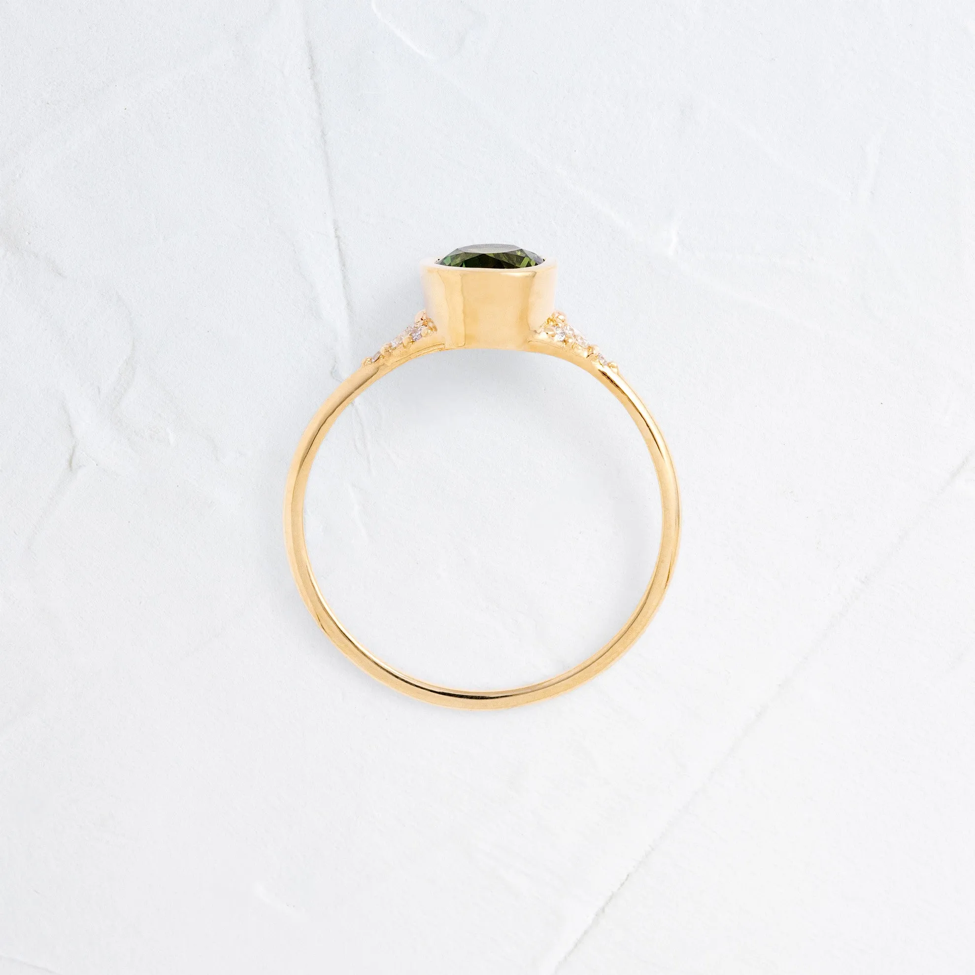 Evenfall Ring, 1.46ct. Yellowish Green Sapphire