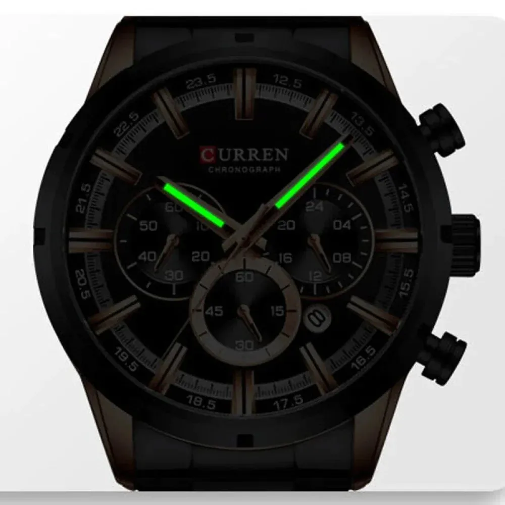 Fashion Quartz Watches Classic Silver and Black Clock Male Watch Men’s Wristwatch with Calendar Chronograph