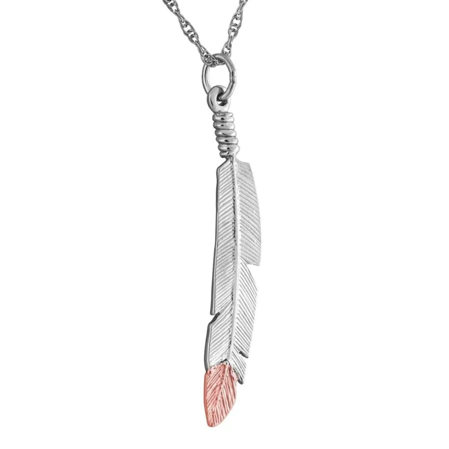 Feather II - Sterling Silver Black Hills Gold Pendant