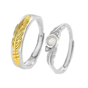 Feather Two Tone Matching Rings