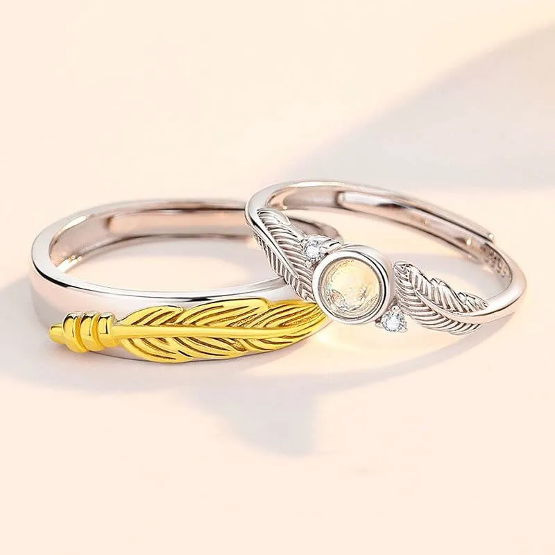 Feather Two Tone Matching Rings