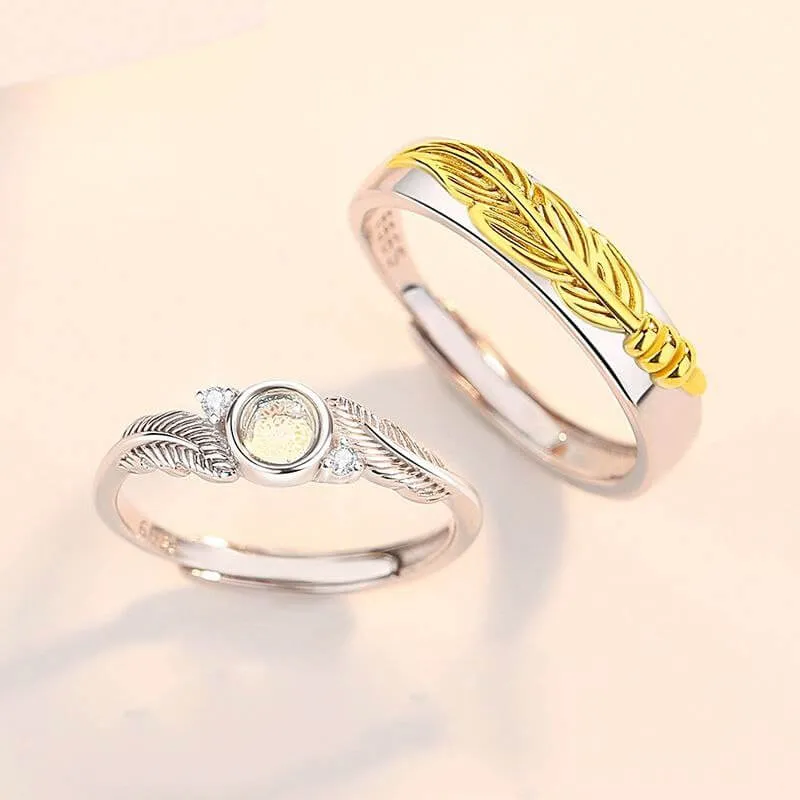 Feather Two Tone Matching Rings