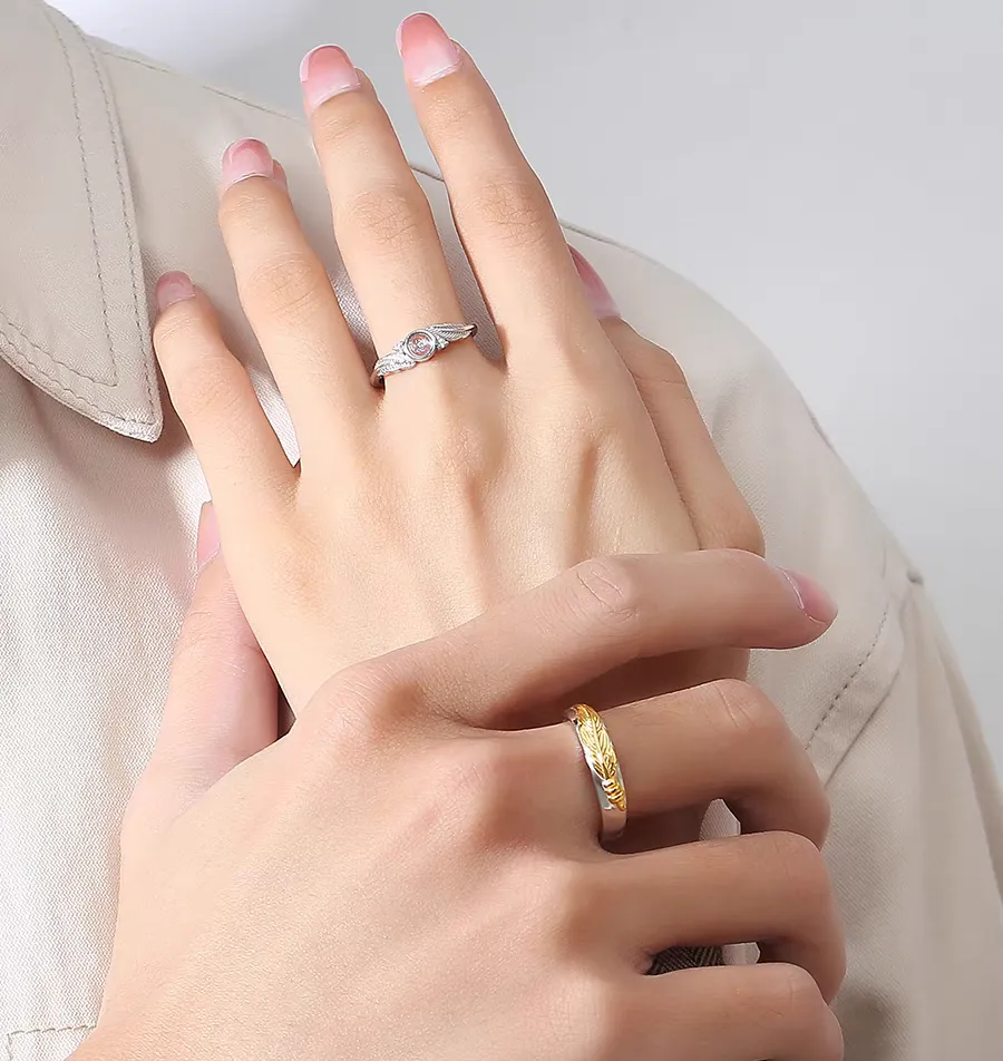 Feather Two Tone Matching Rings