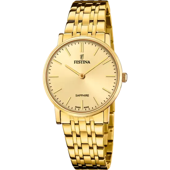 Festina Swiss Made Ladies Beige Dial Gold Tone Stainless Steel Watch