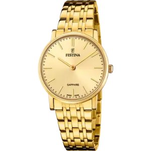 Festina Swiss Made Ladies Beige Dial Gold Tone Stainless Steel Watch