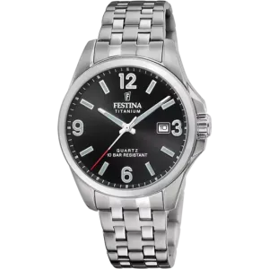 Festina Titanium Gents Black Dial Watch