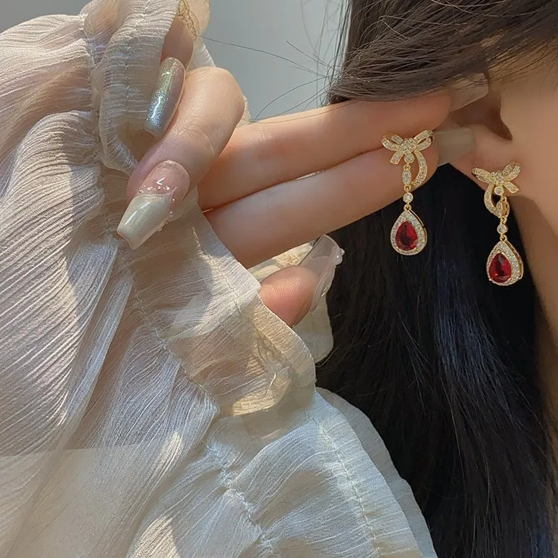 Festive Bow Drop Earrings