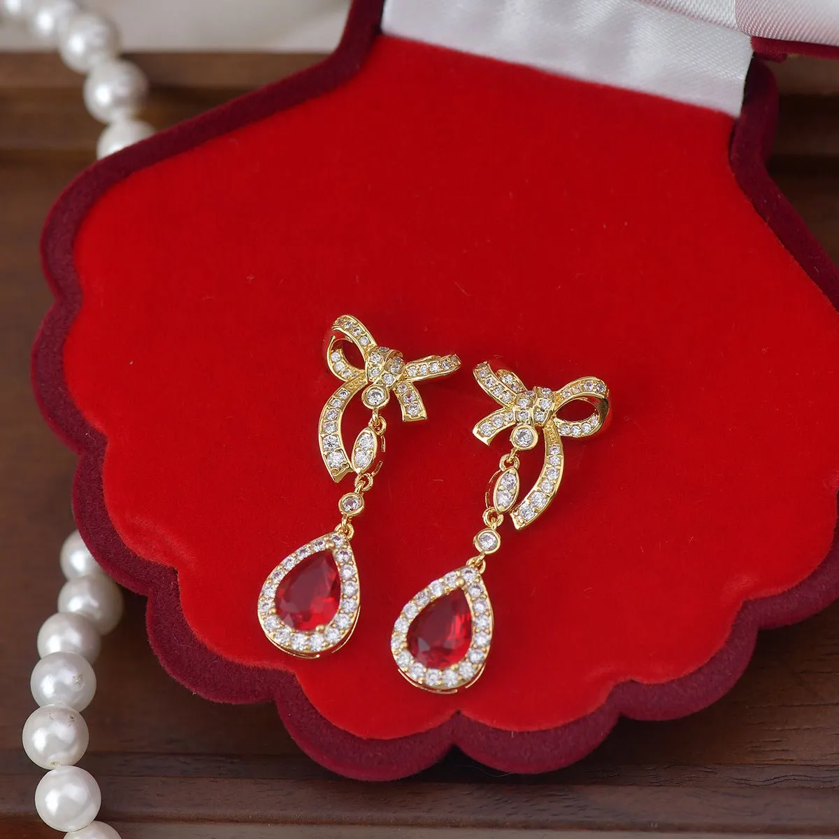 Festive Bow Drop Earrings