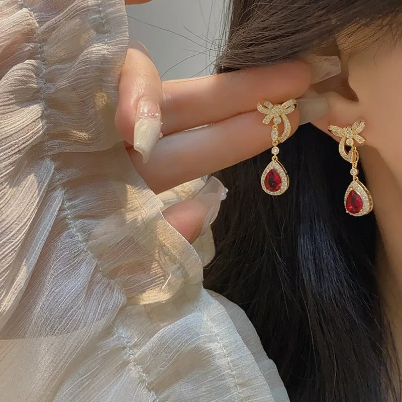 Festive Bow Drop Earrings